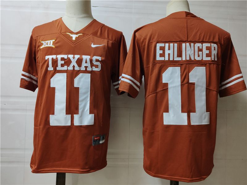 Men Texas Longhorns #11 Ehlinger Yellow Nike 2025 NCAA Jersey